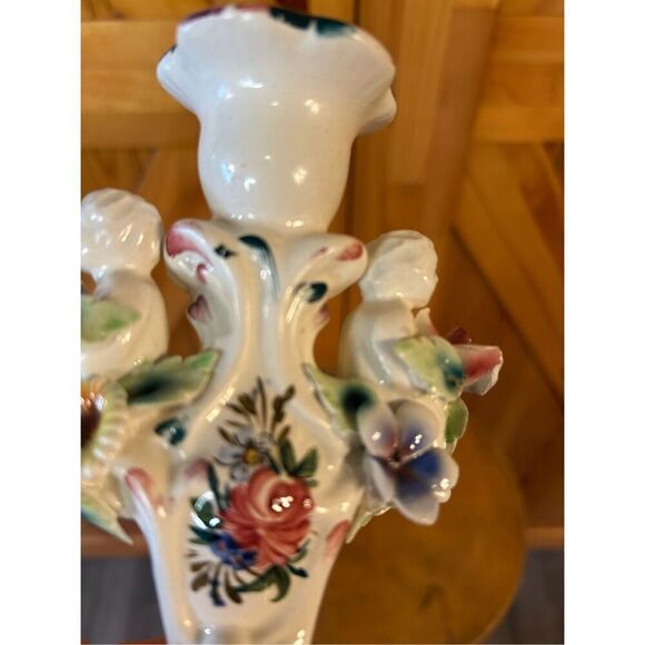 Antique Candle Holders Capodimonte Style Cherubs Made In Italy Hand Painted READ - Picture 13 of 16